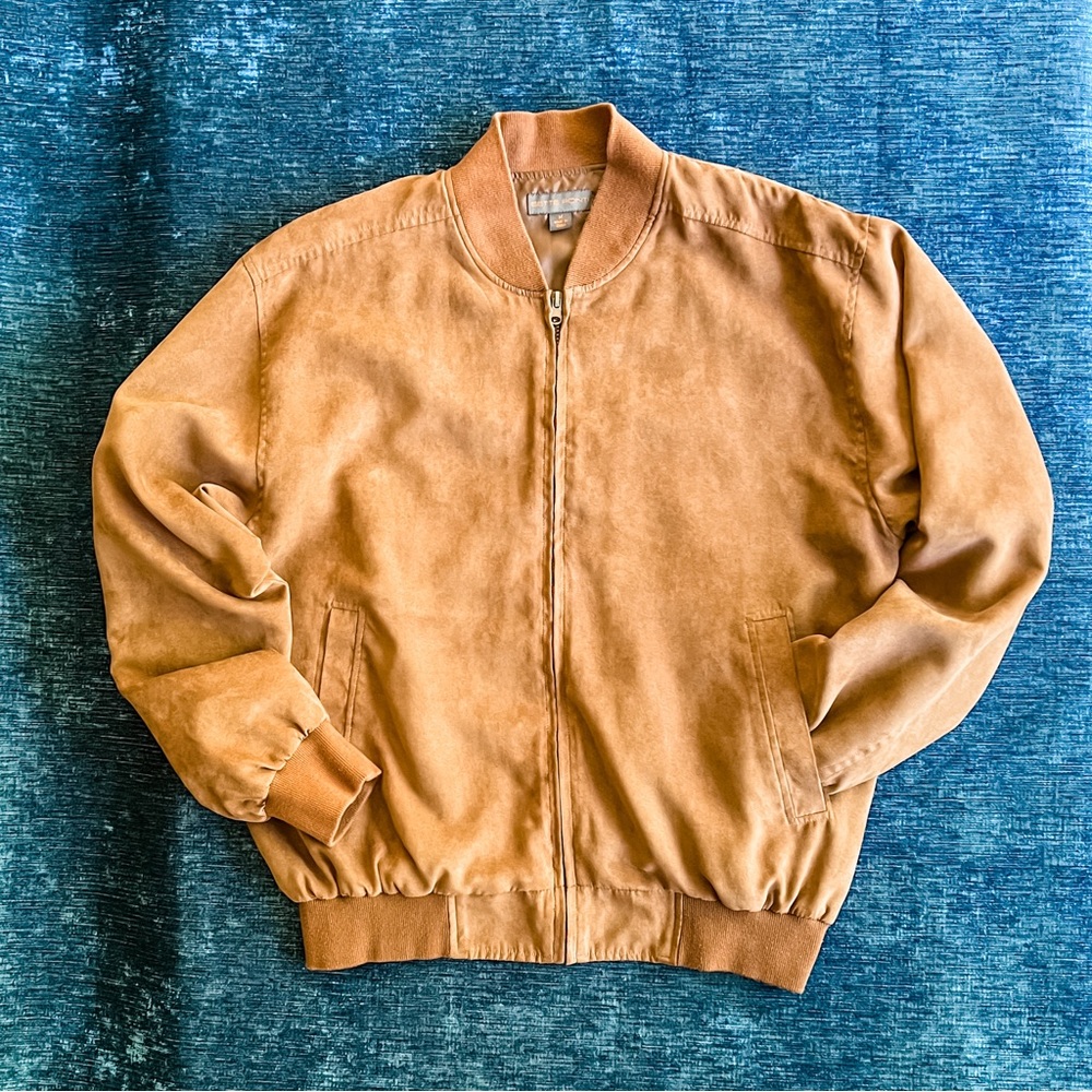 Sette Ponti Ultrasuede-like Tan Lightweight Bomber Jacket M